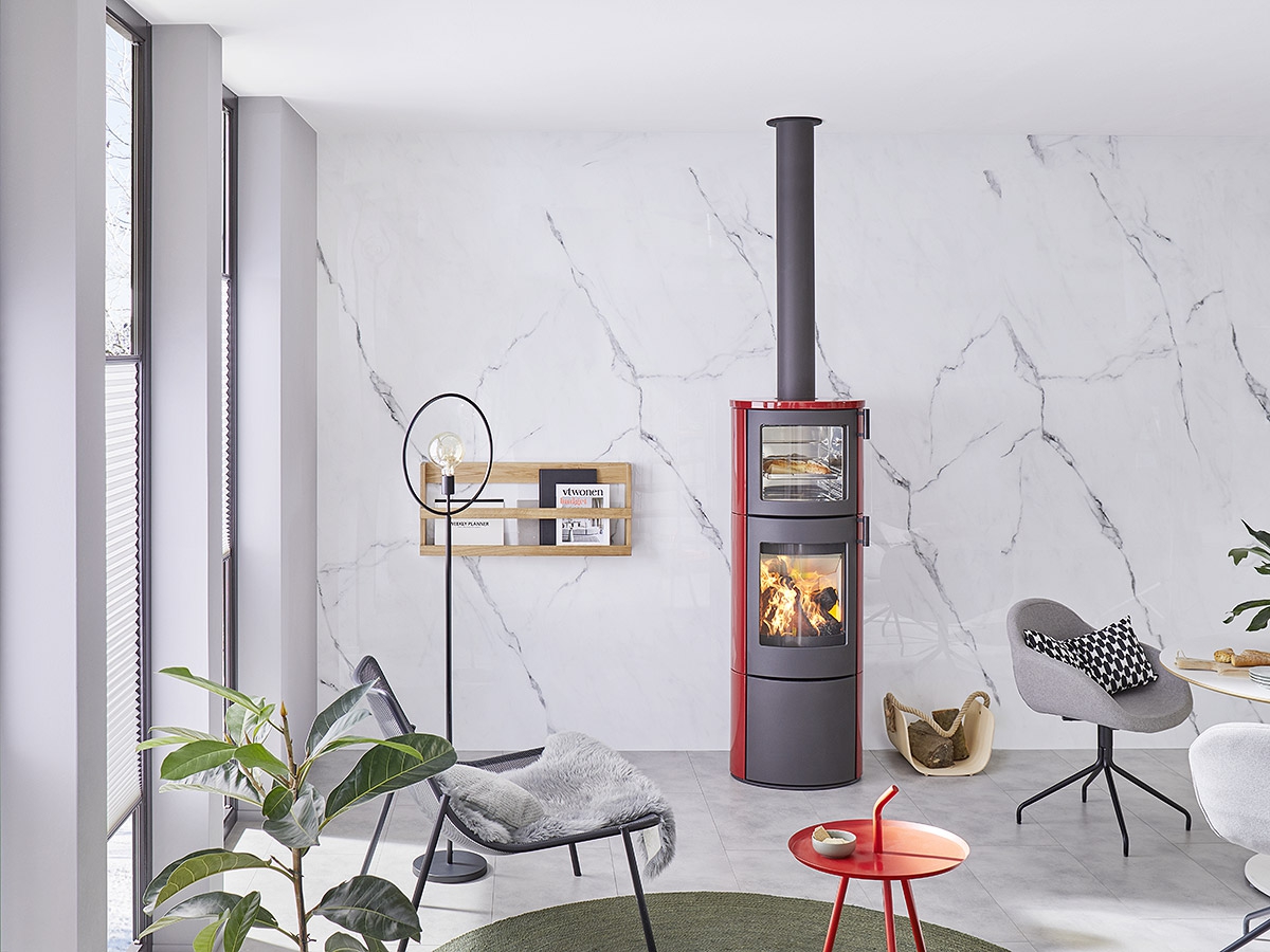 LAMIA 01 BF Keramik - Kaminofen mit Backfach | RHEA FLAM